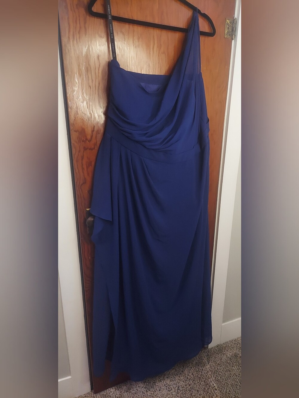 One-Shoulder Navy Blue Evening Dress